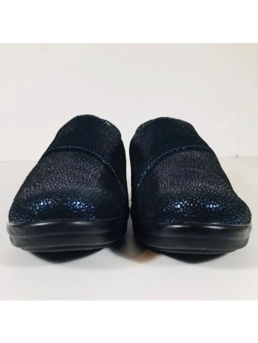 Alegria Womens Lauryn Cosmos Blue Metallic Leather Loafers size 38 US 8 8.5